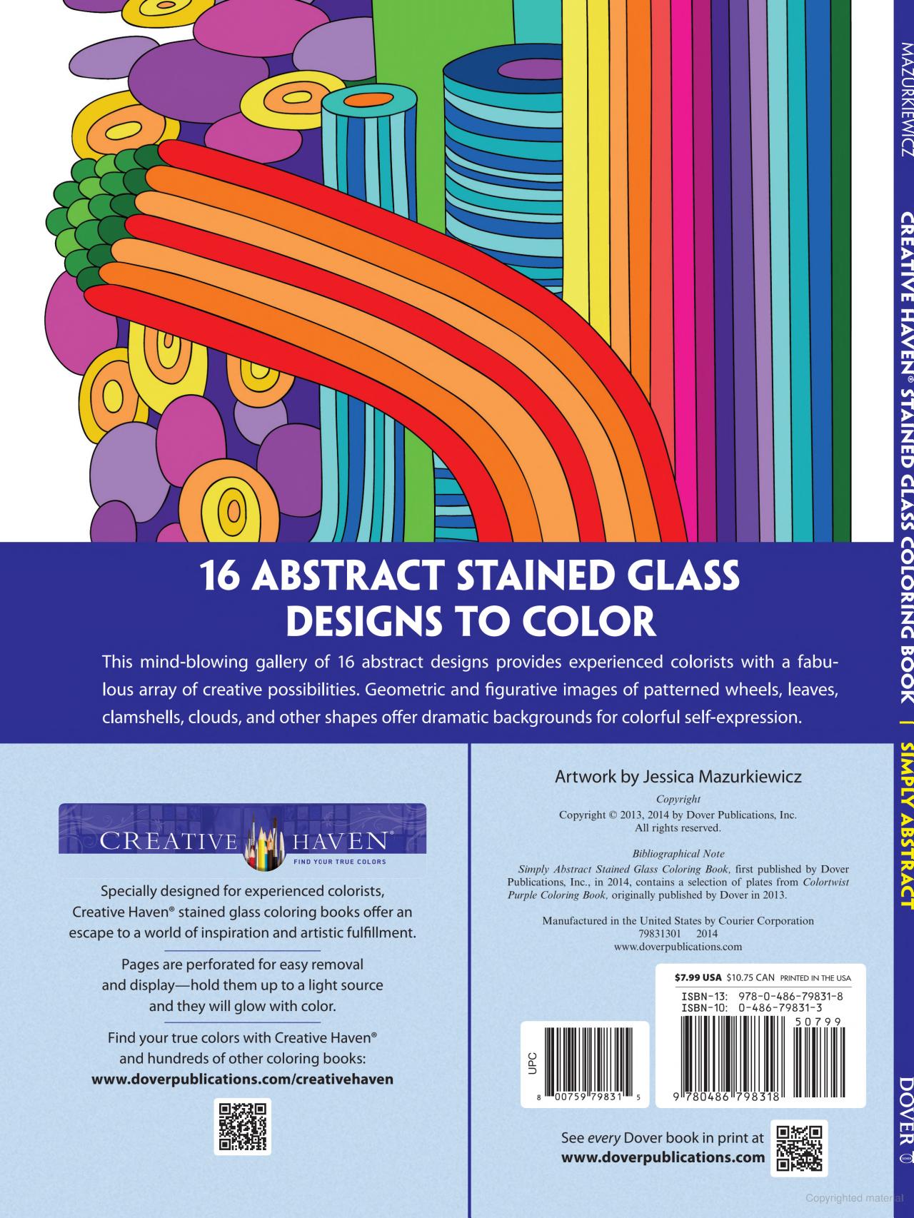 DVR Creative Haven® Stained Glass Coloring Book: Simply Abstract