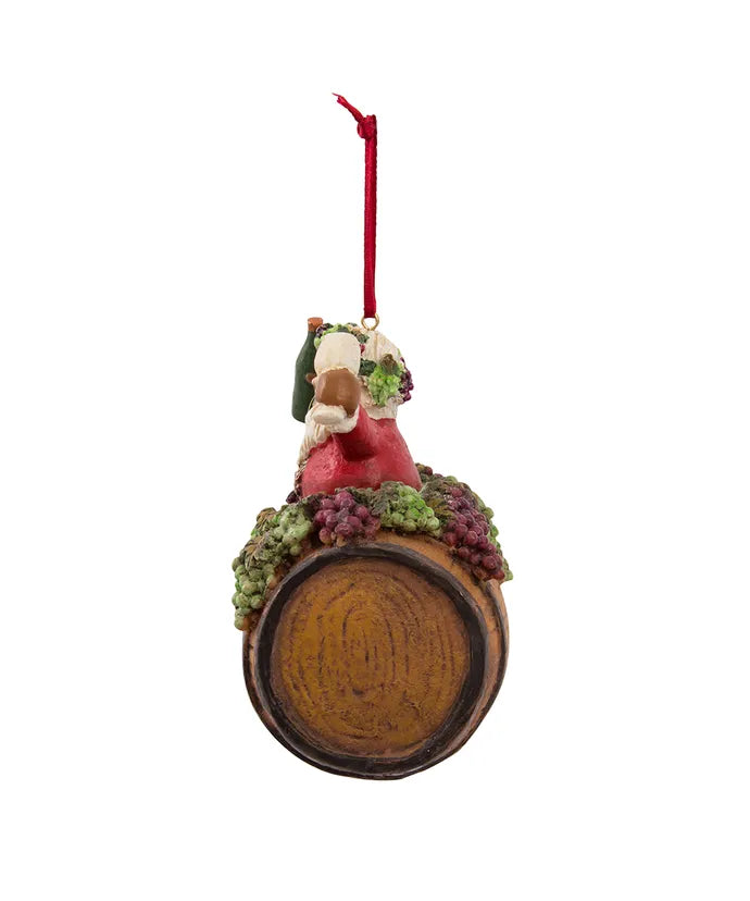 I Believe in Wine Santa on Wine Barrel Ornament
