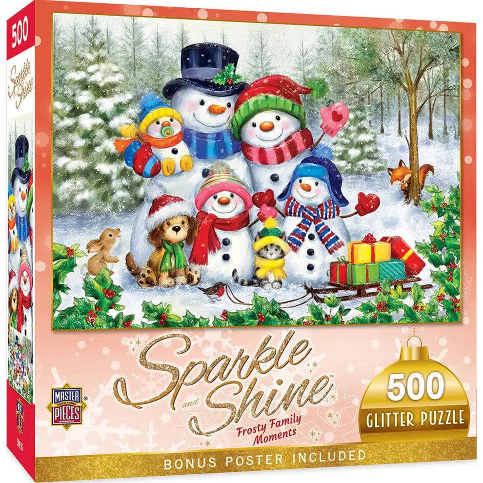 Frosty Family Moments 500 Piece Glitter Sparkle and Shine Puzzle