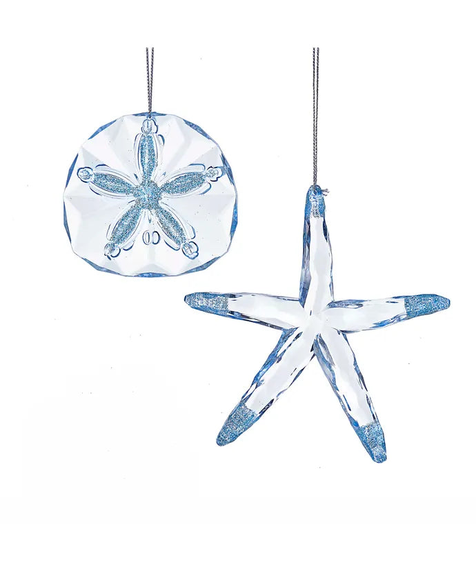 Acrylic Starfish or Sand Dollar Ornament - Single, Various Styles