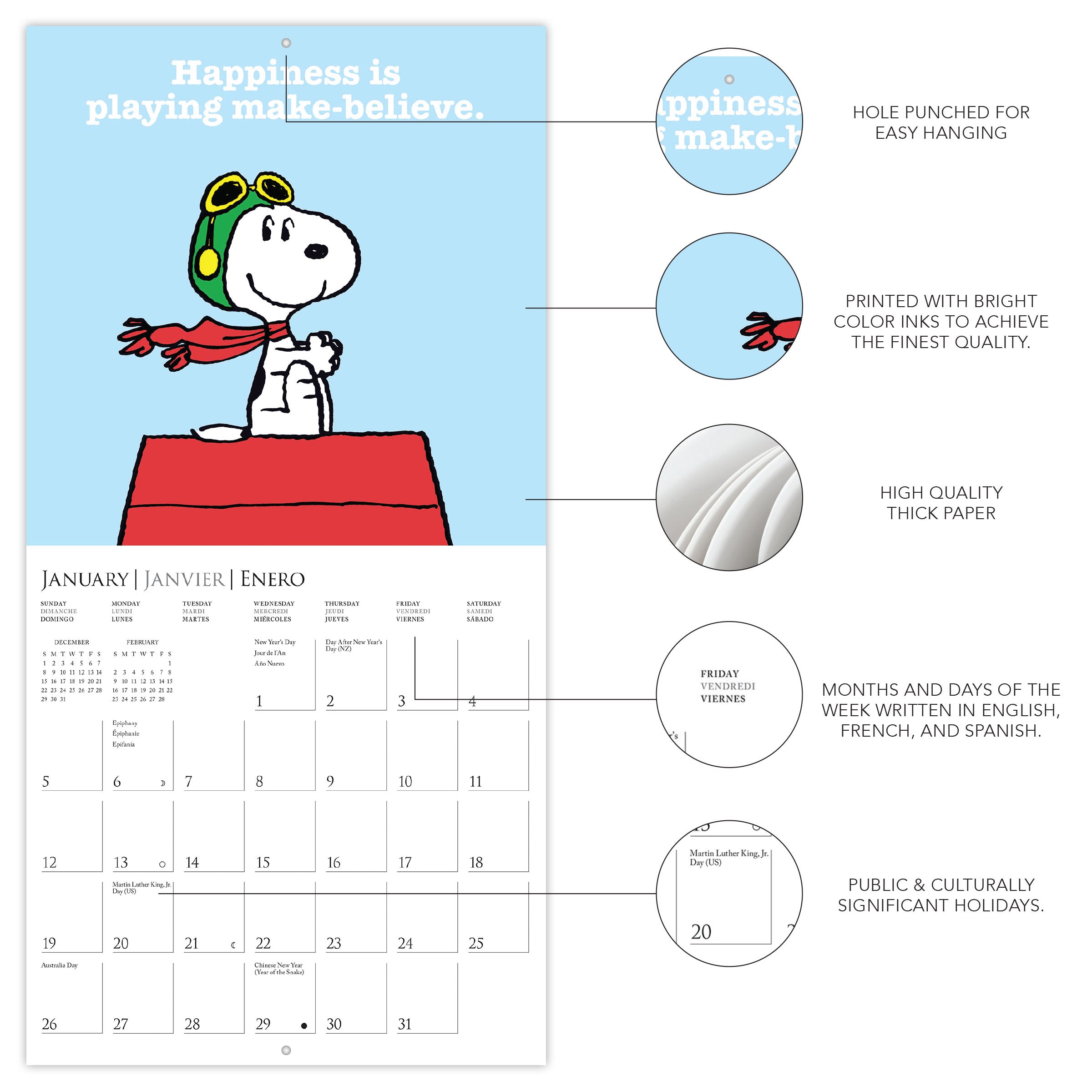 Peanuts Happiness 2025 Mini Wall Calendar    