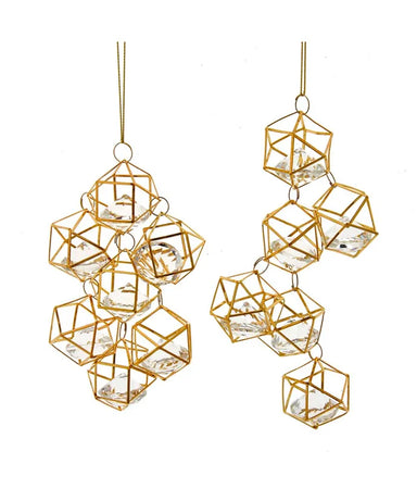 Geometric Gold Wire With Crystals Ornament - Single, Various Styles