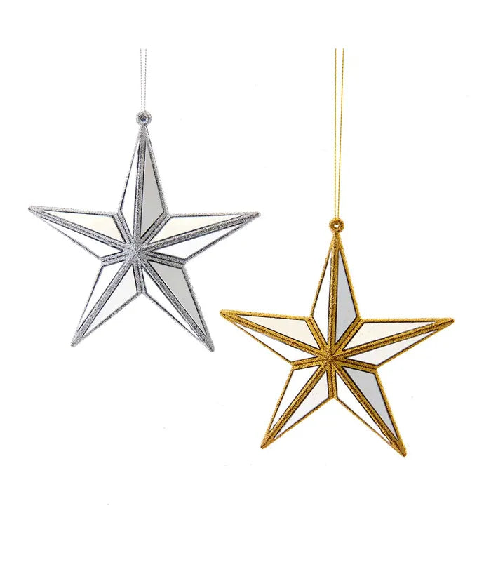 Gold or Silver Mirrored Star Ornament - (Single) Various Styles