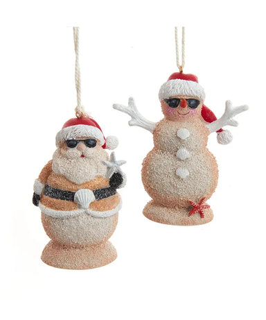 Sand Santa and Snowman Ornament - Single, Various Styles