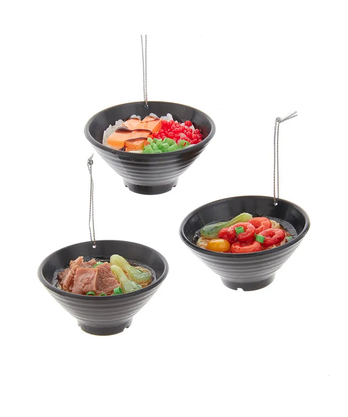Asian Rice or Noodle Bowl Ornament - Single, Various Styles