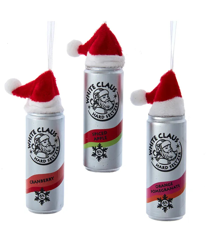 White Claus Seltzer Ornament - Single, Various Options