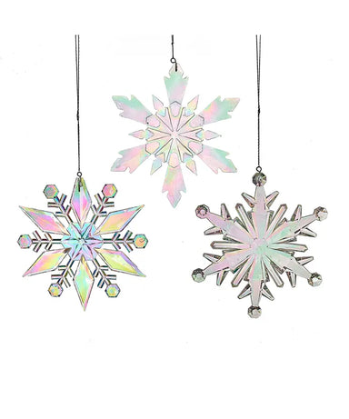Opalescent Snowflake Ornament - Single, Various Styles