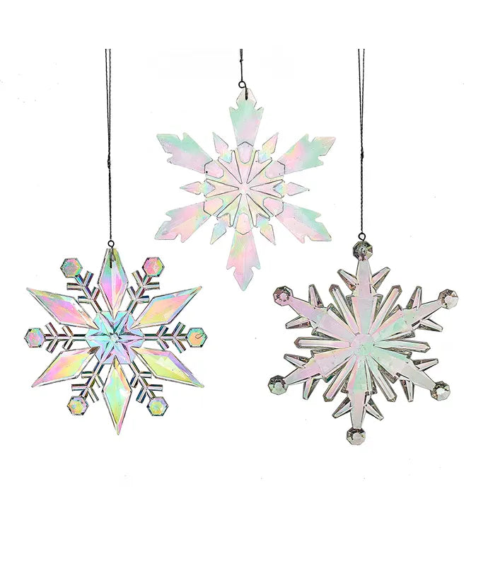 Opalescent Snowflake Ornament - Single, Various Styles