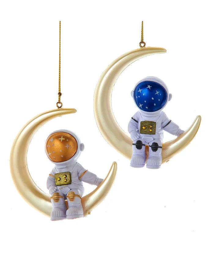 Astronaut on Crescent Moon Ornament - Single, Various Styles