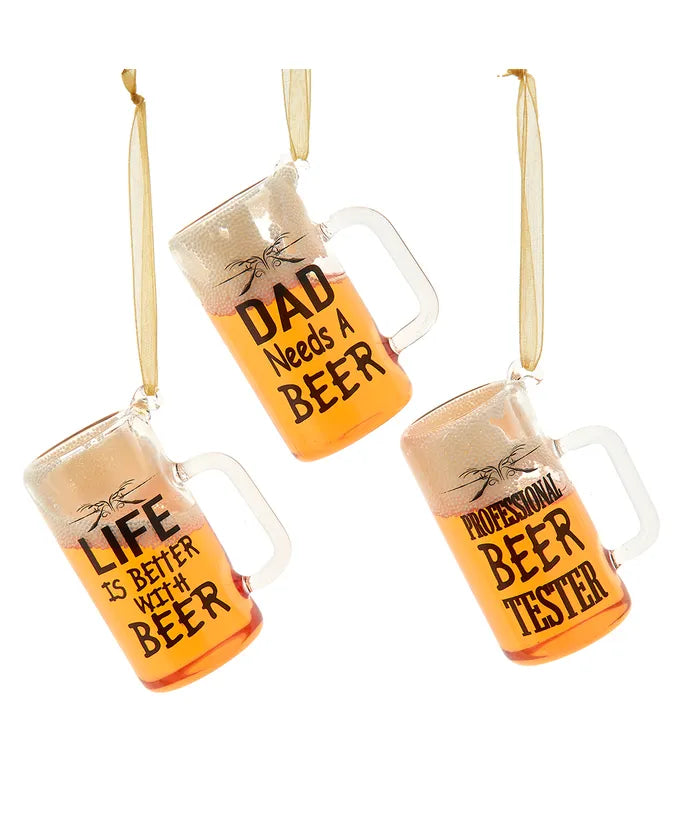 Beer Mug With Sayings Ornament - Single, Various Styles