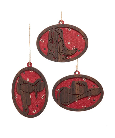 Red Cowboy Gear Ornament - Single, Various Styles
