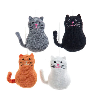 Knit Cat Ornament - (Single) Various Options