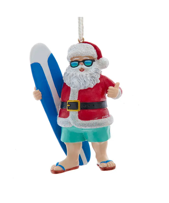 Surfing Santa Ornament