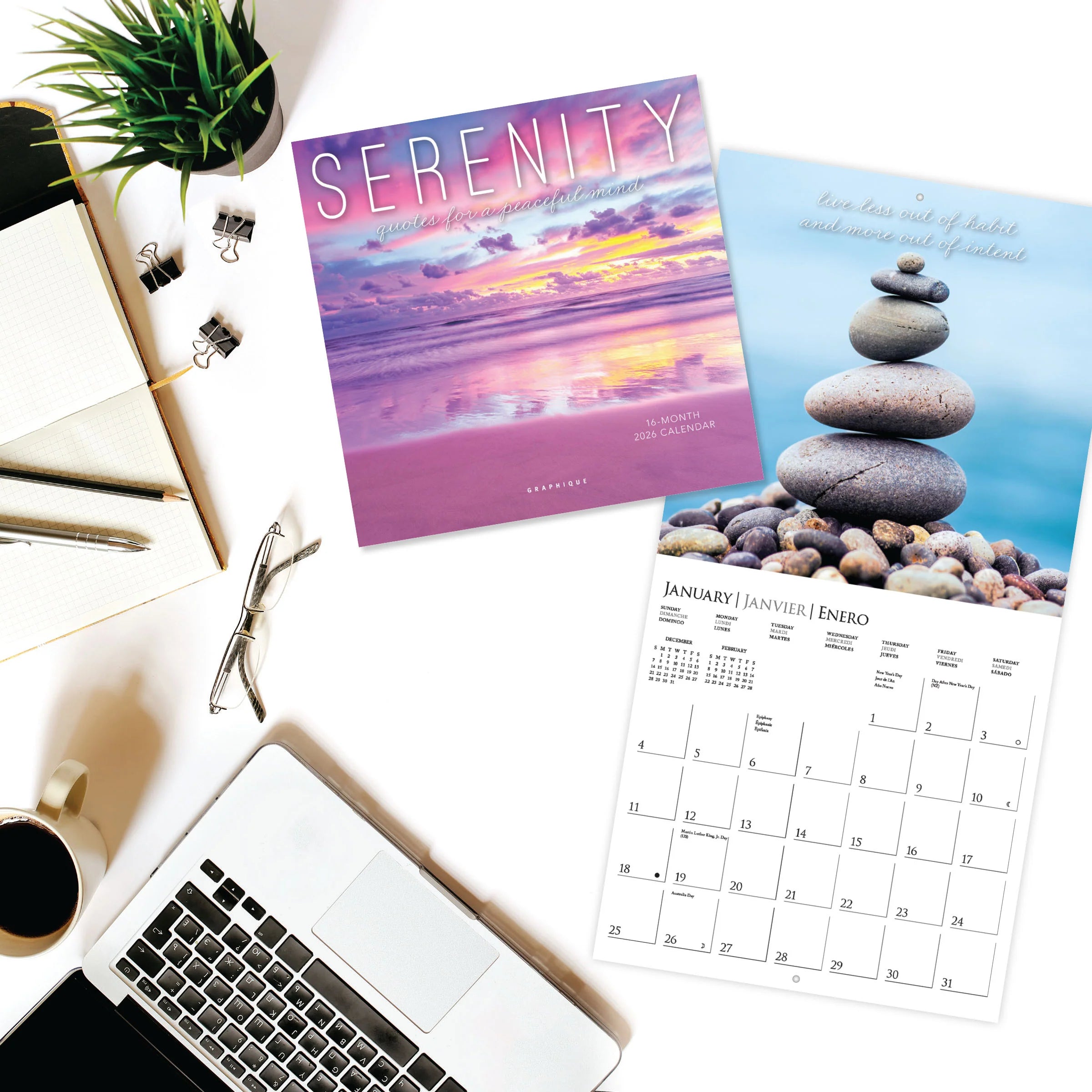 Serenity - Quotes For A Peaceful Mind 2026 Mini Wall Calendar