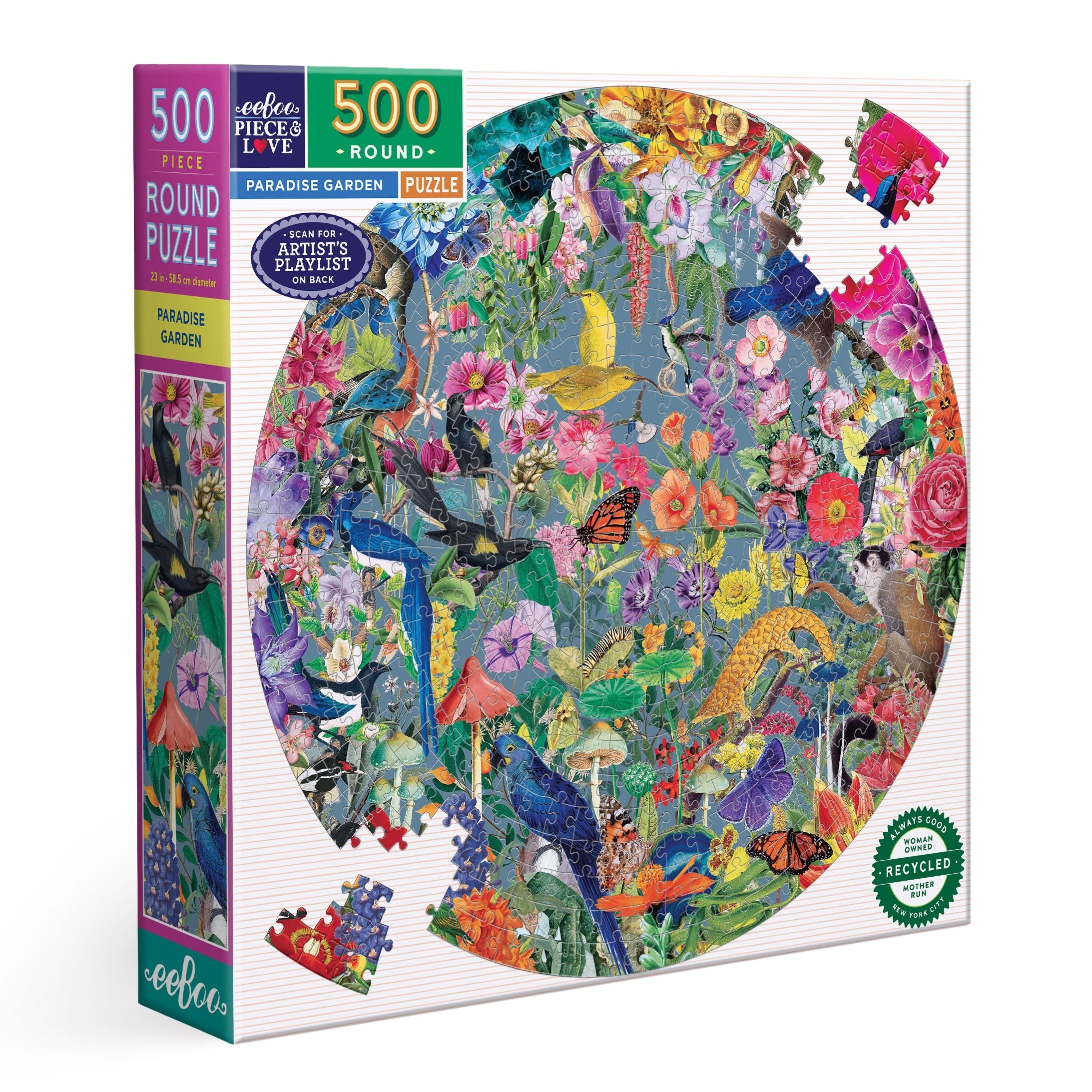 eeBoo Paradise Garden 500 Piece Round Puzzle
