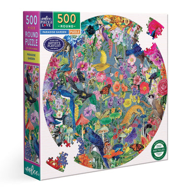eeBoo Paradise Garden 500 Piece Round Puzzle
