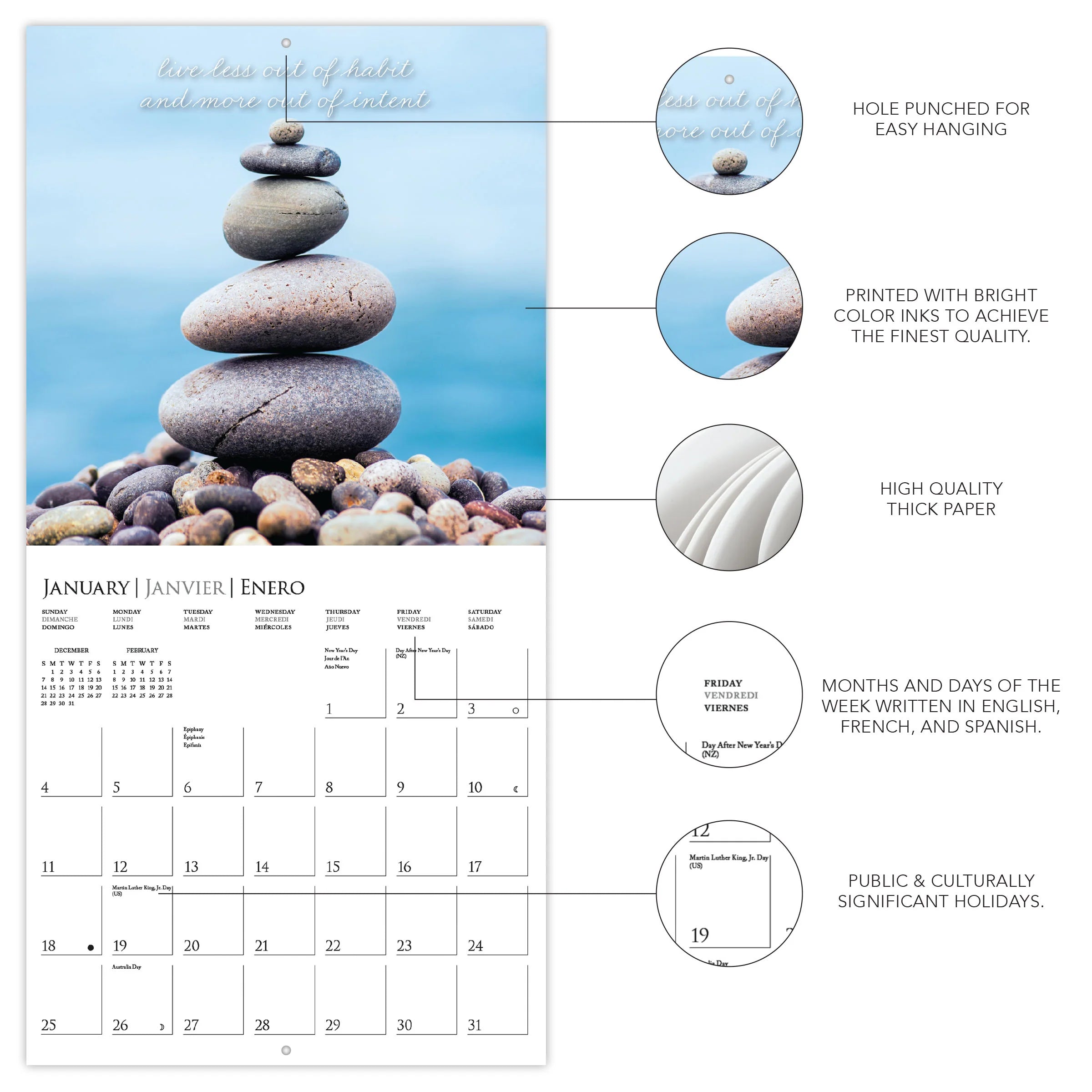Serenity - Quotes For A Peaceful Mind 2026 Mini Wall Calendar