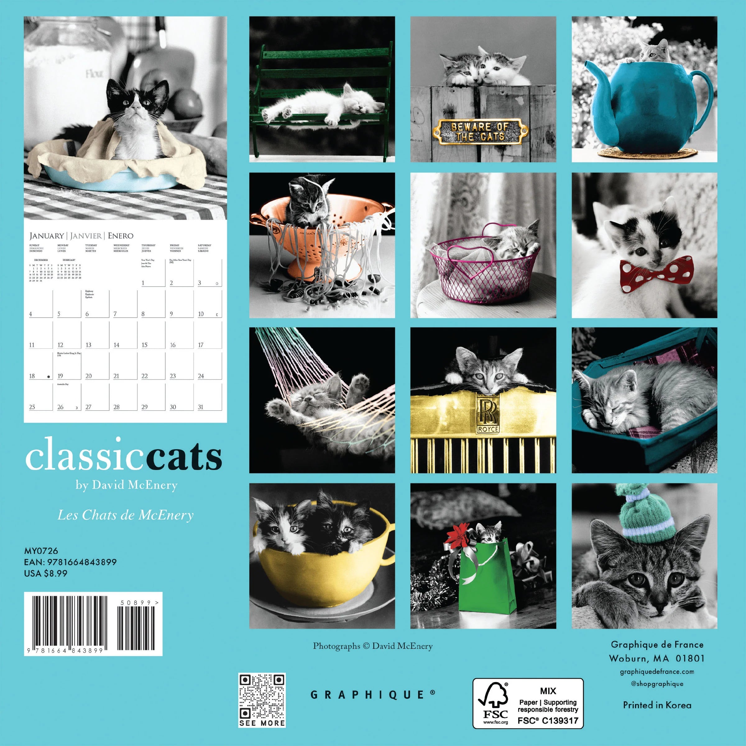 Classic Cats 2026 Mini Wall Calendar