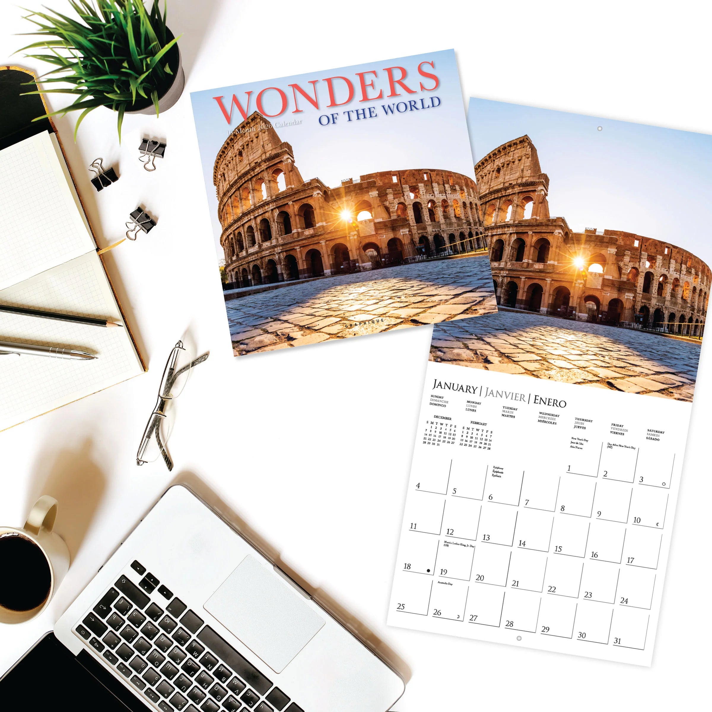 Wonders of The World 2026 Wall Calendar