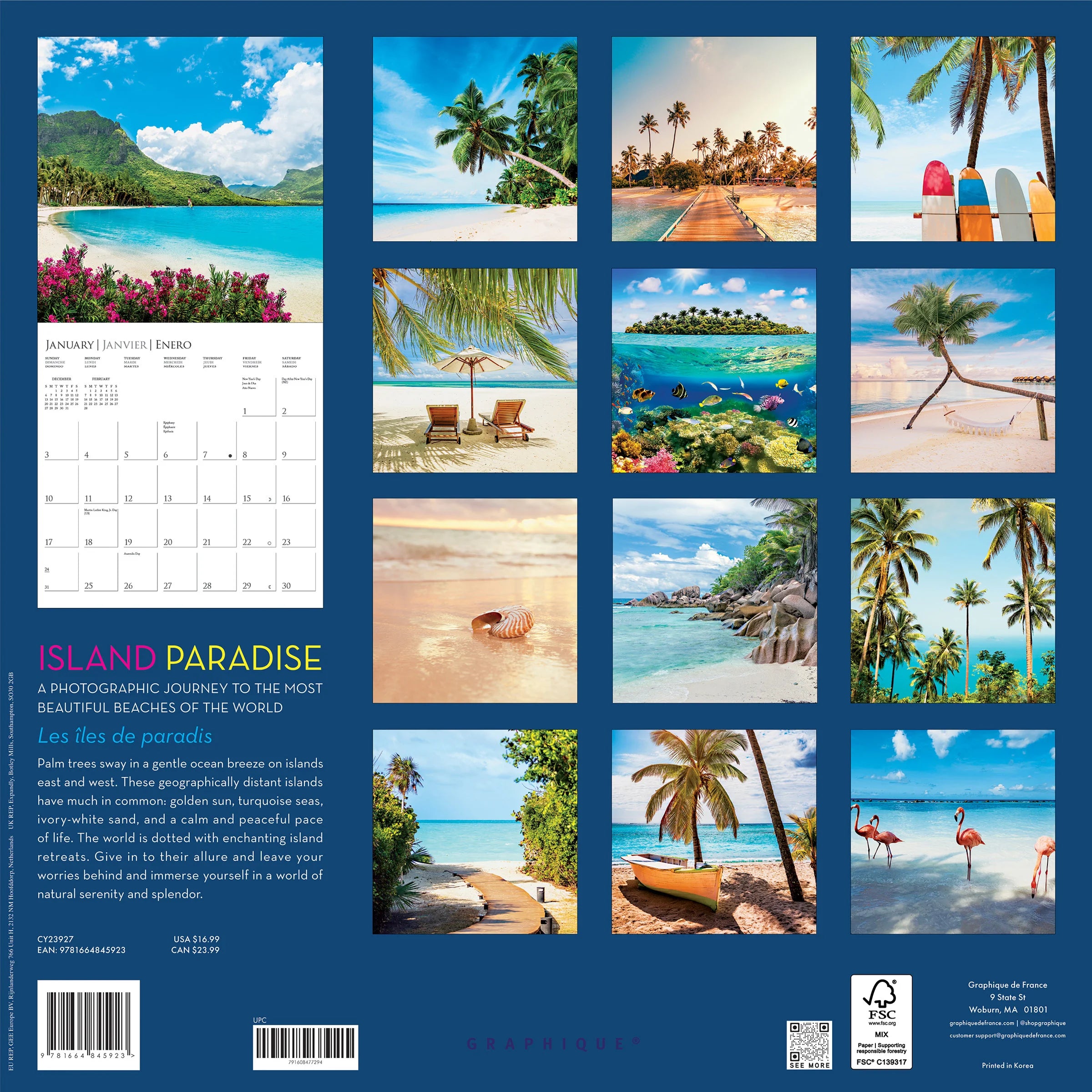 GRPH Island Paradise 2027 Wall Calendar