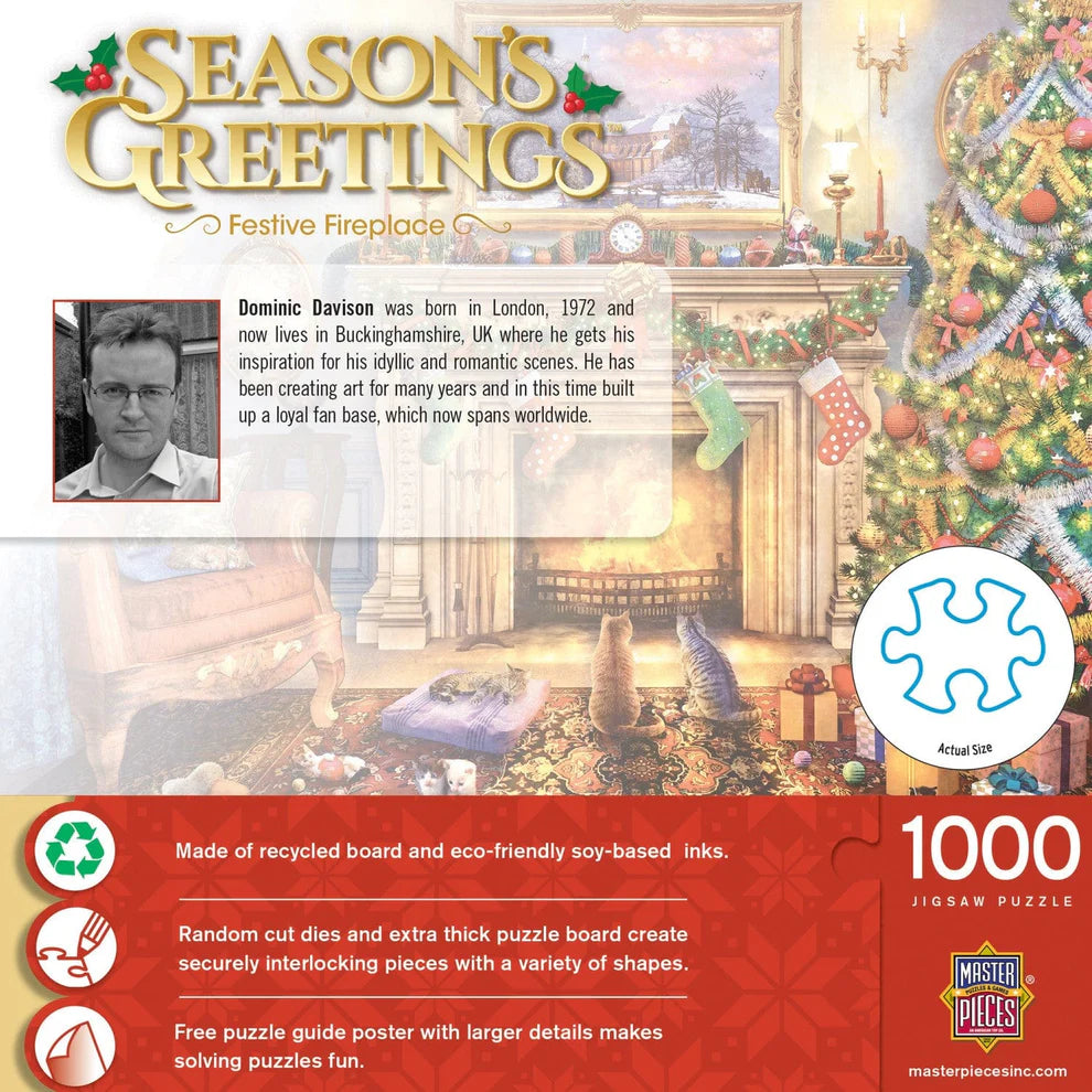Festive Fireplace 1000 Piece Season's Greetings Puzzle
