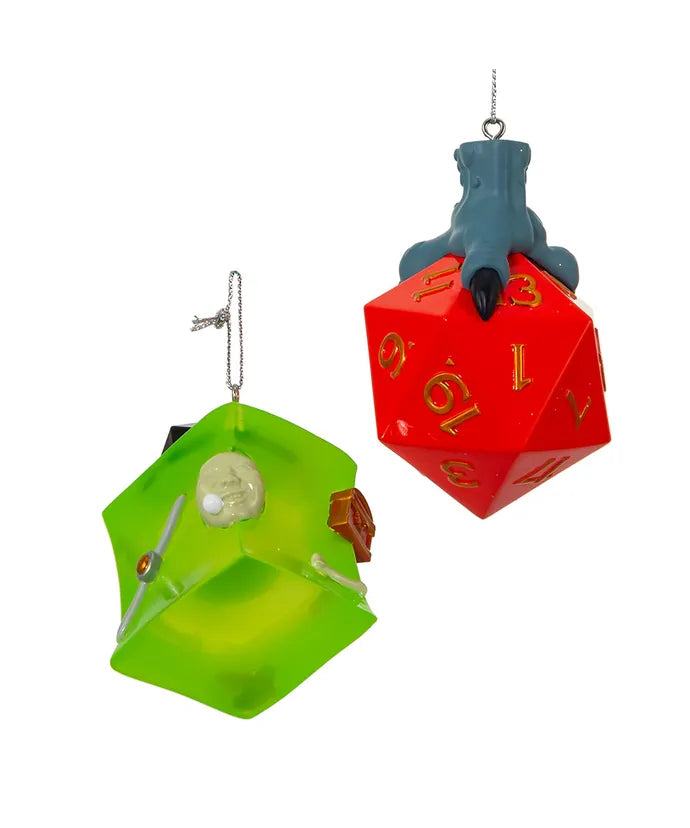 Dungeons & Dragons® D20 Dice and Gelatinous Cube Ornaments (Pair)
