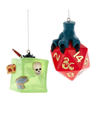 Dungeons & Dragons® D20 Dice and Gelatinous Cube Ornaments (Pair)