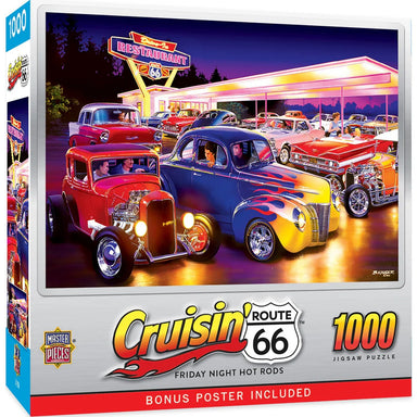 Friday Night Hot Rods Cruisin' Route 66 1000 Piece Puzzle