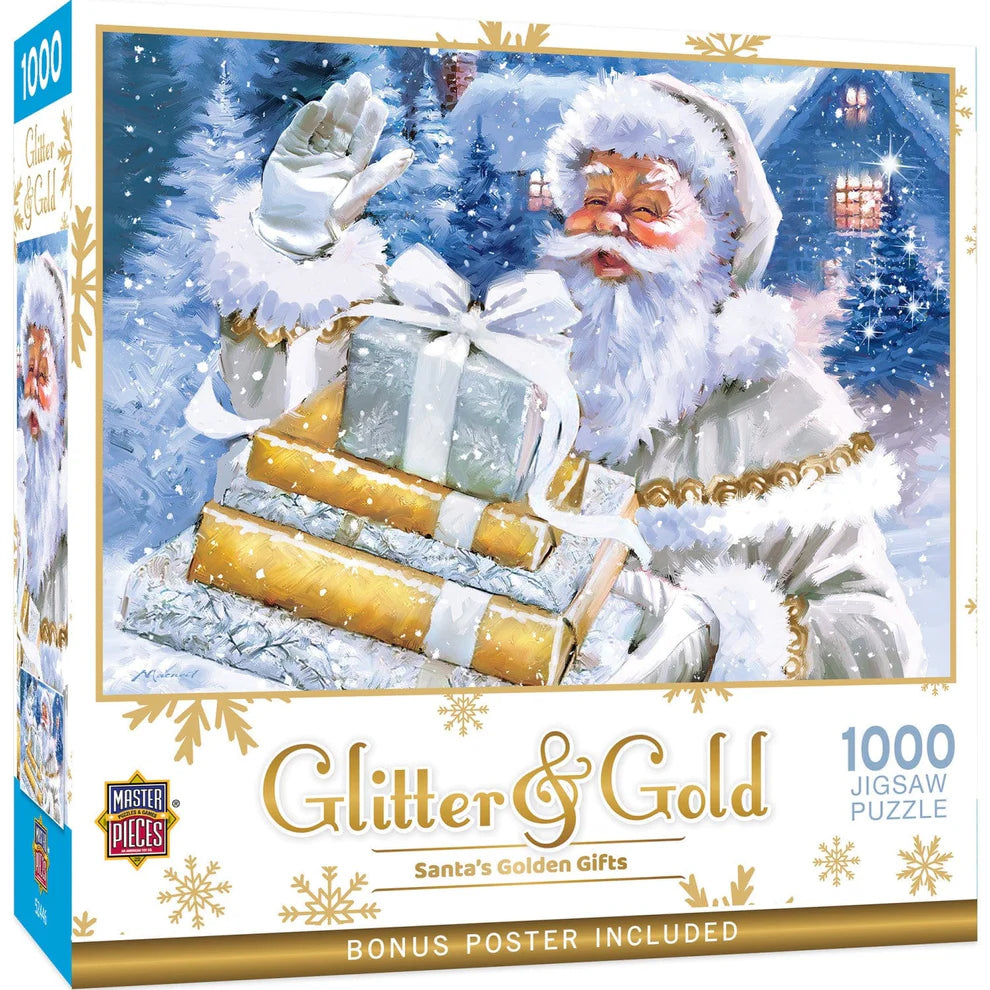 Santa's Golden Gifts 1000 Piece Glitter & Gold Puzzle