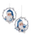 Santa In White Twig Wreath Ornament With 1 or 2 Birds - Single, Various Styles