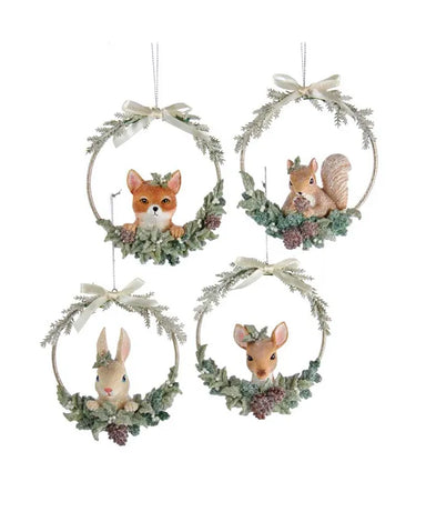 Animals In Wire Wreath Ornament - (Single) Various Styles