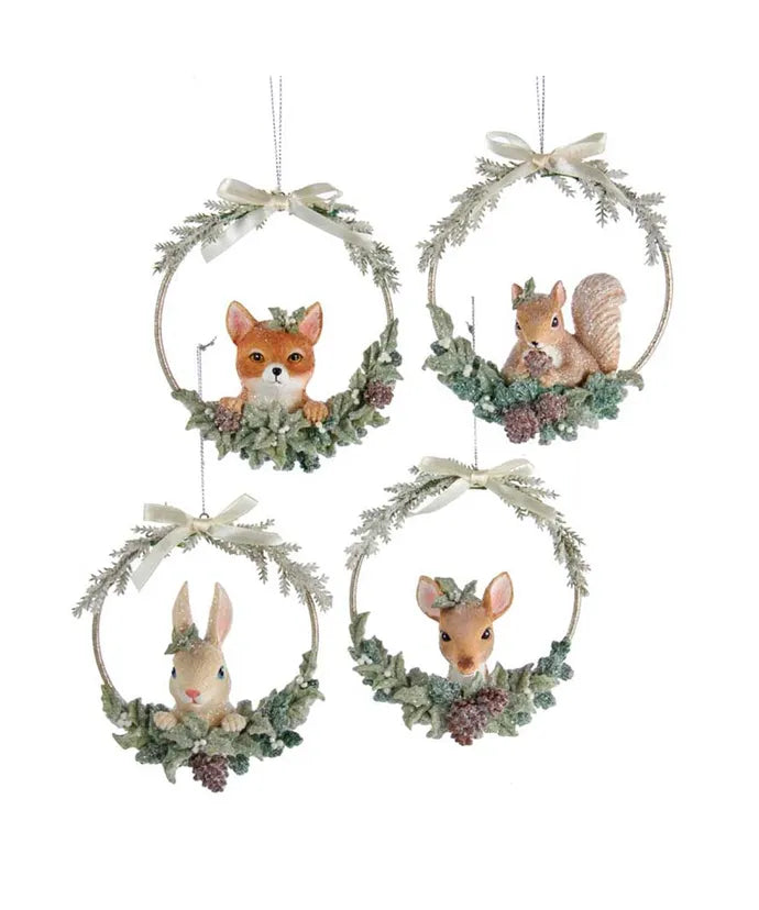 Animals In Wire Wreath Ornament - (Single) Various Styles