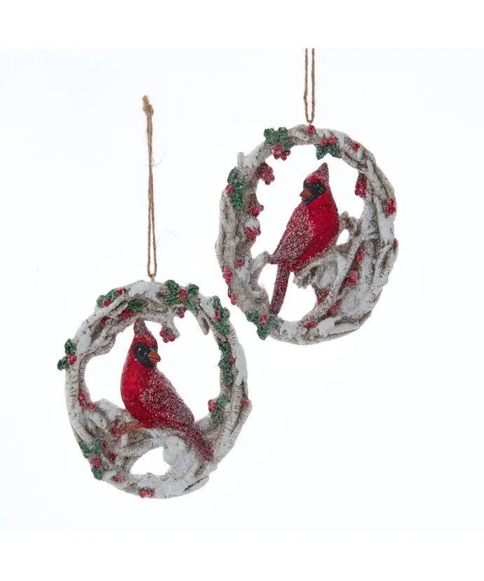 Birch Berry Cardinal Ornament - Single, Various Styles