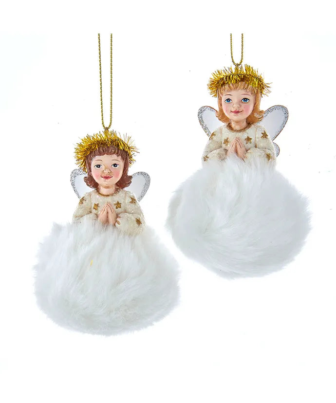 German Style Fluffy Angel Ornament - Single, Various Options