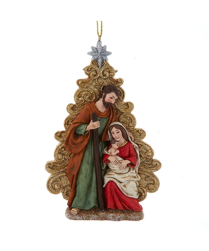 Gold Glittered Nativity Tree Ornament