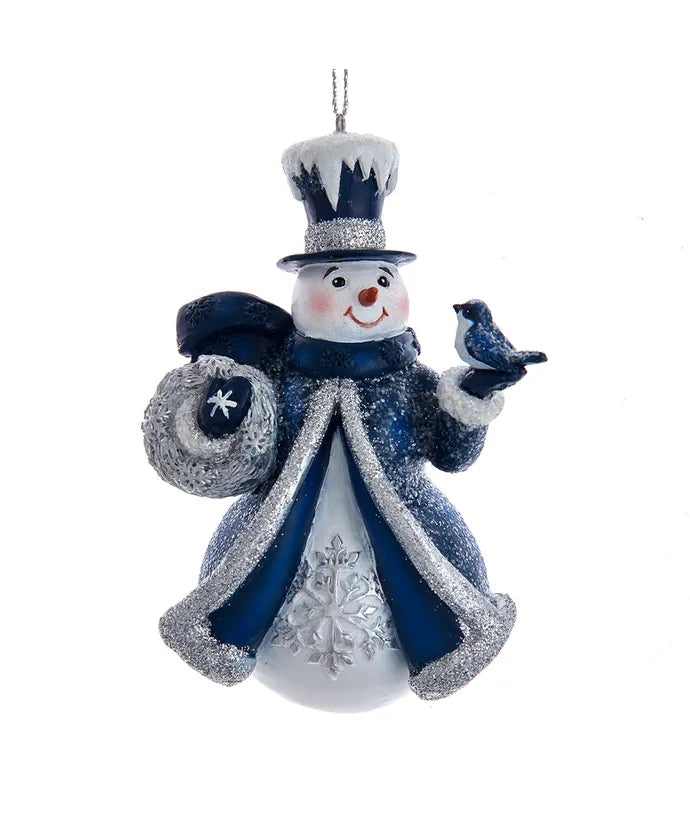 Blue & Silver Snowman Ornament