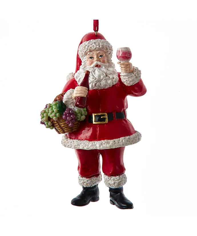 Santa With Wine Ornament