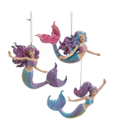 Pink, Purple, Or Blue Mermaid Ornament - Single, Various Styles