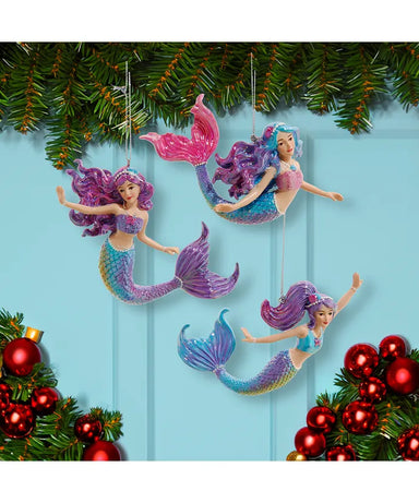 Pink, Purple, Or Blue Mermaid Ornament - Single, Various Styles