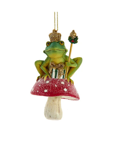 Traditional Frog On Mushroom Ornament