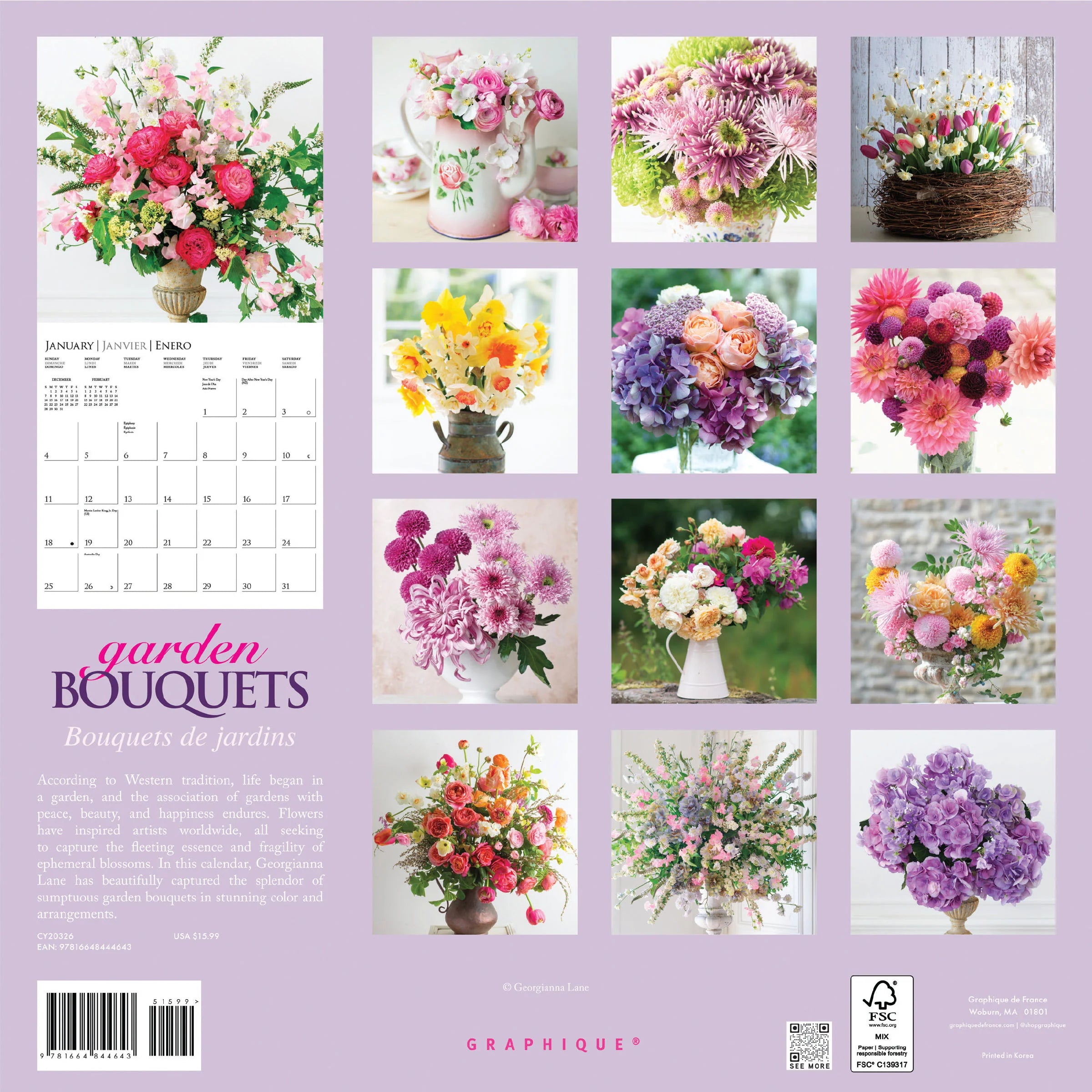 Garden Bouquets 2026 Wall Calendar