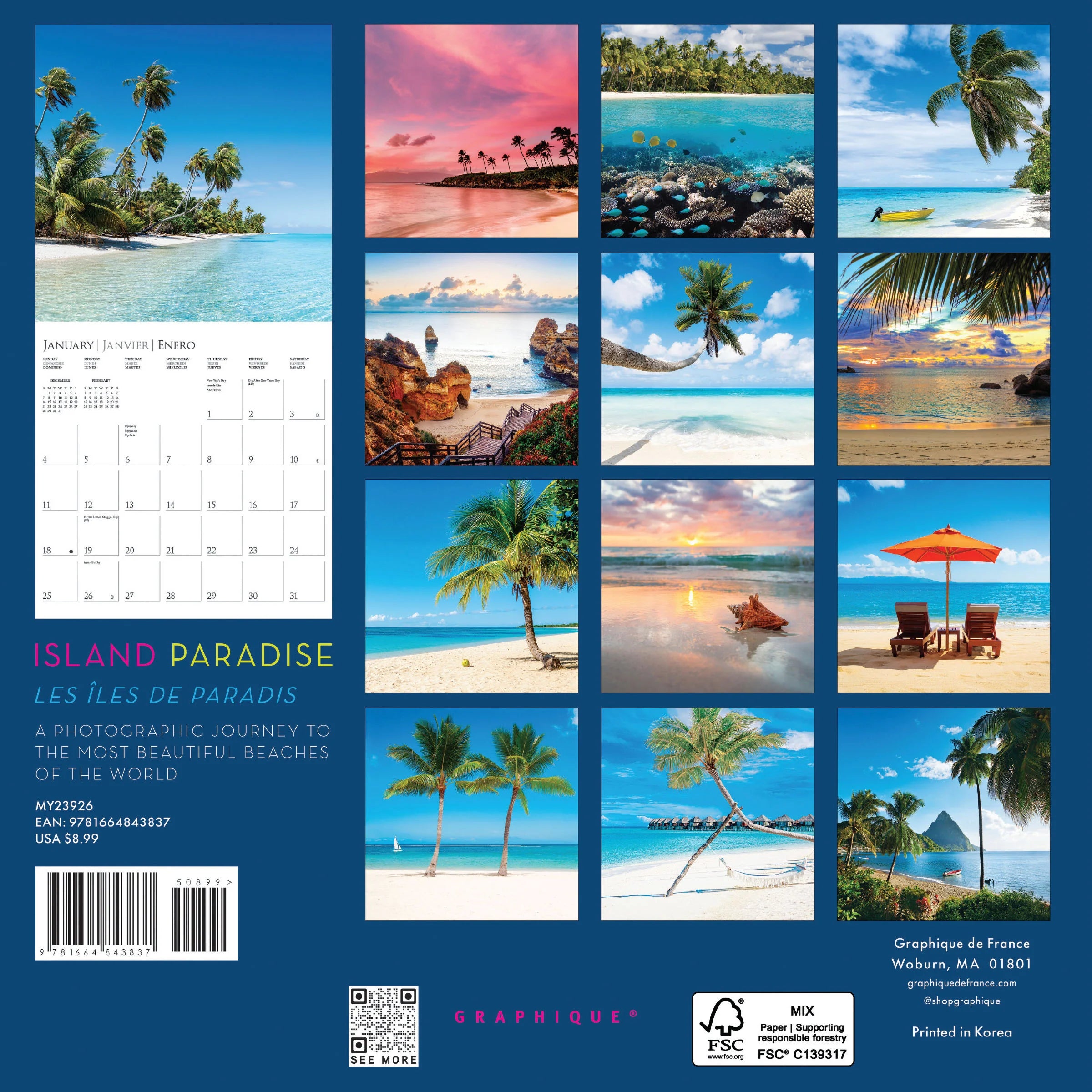 Island Paradise 2026 Mini Wall Calendar