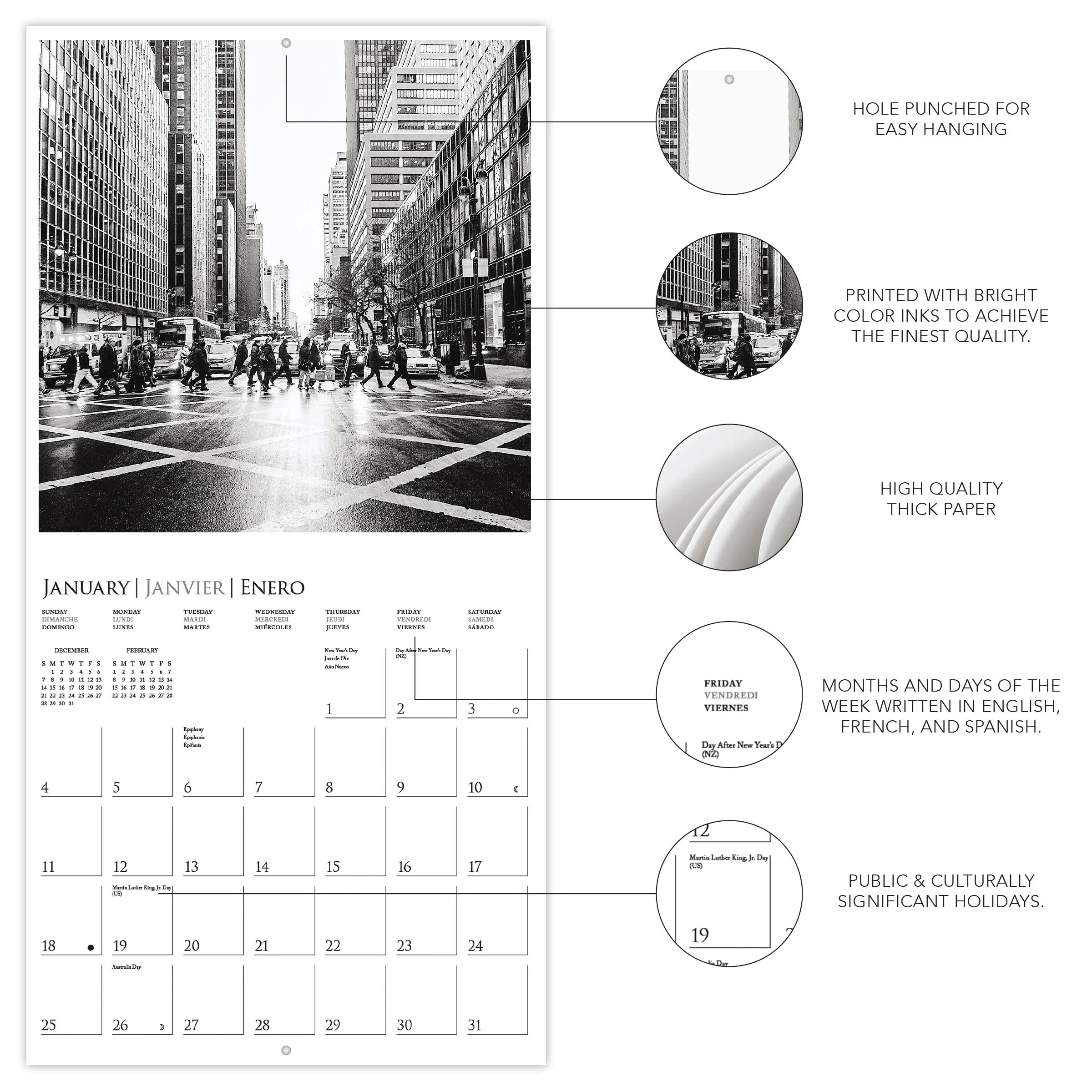 New York 2026 Mini Wall Calendar
