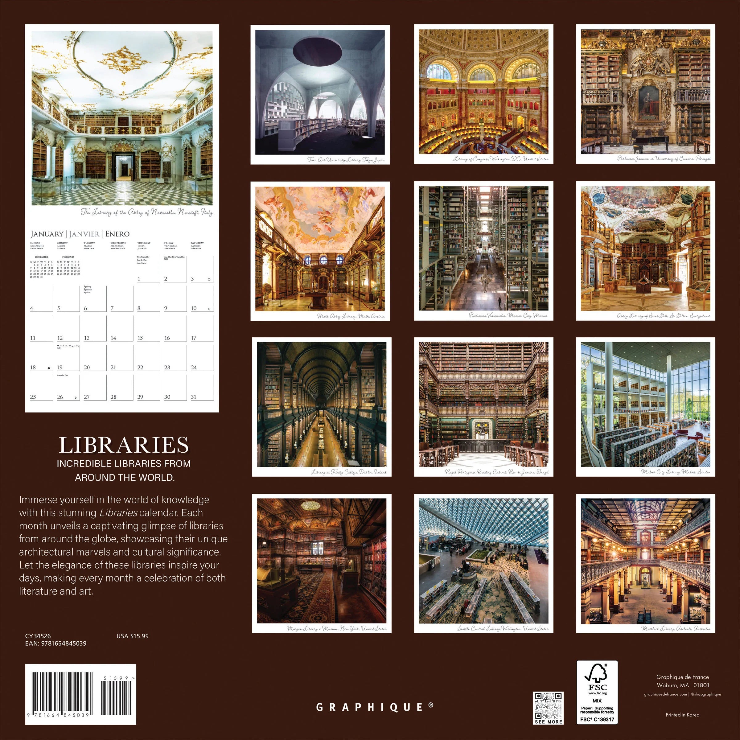 Libraries 2026 Wall Calendar