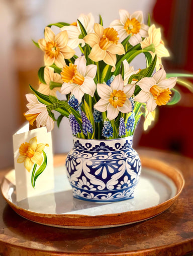 English Daffodils Pop Up Flower Bouquet Greeting Card    