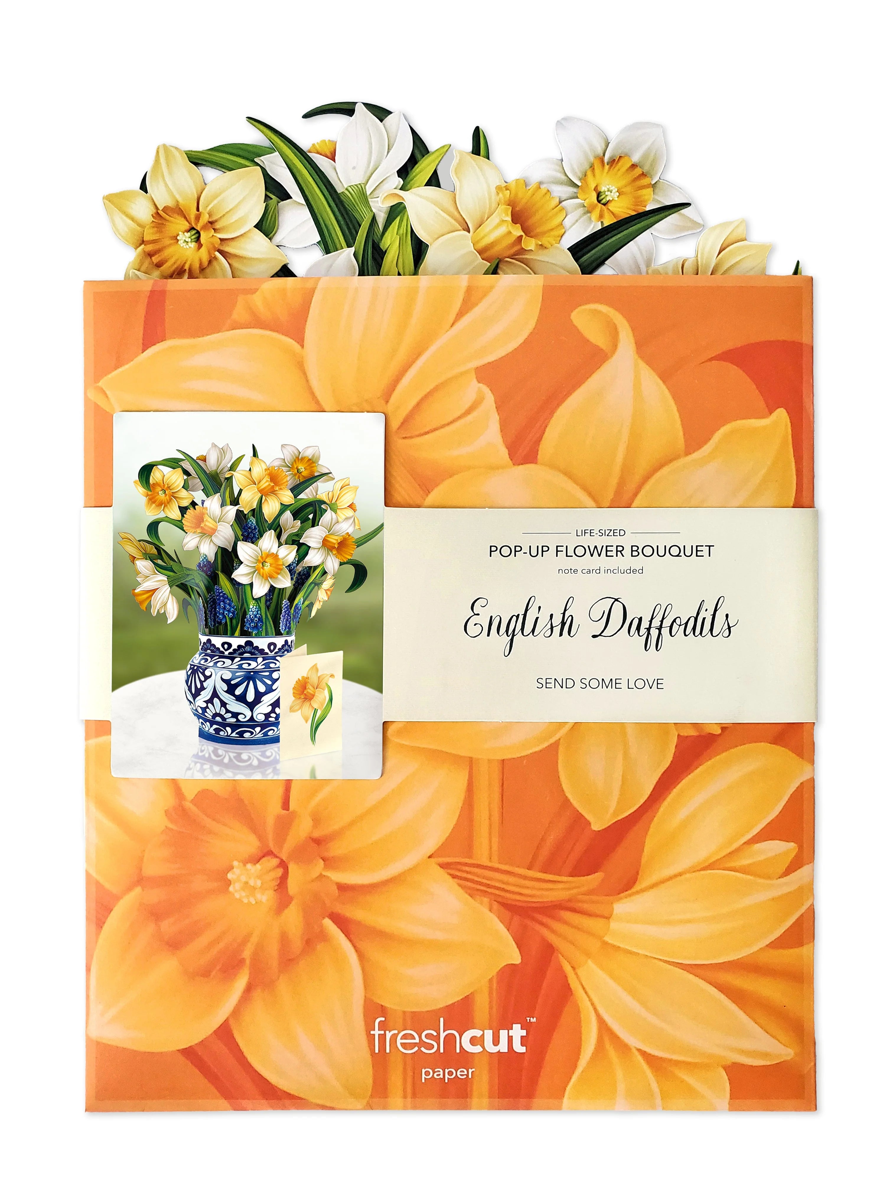 English Daffodils Pop Up Flower Bouquet Greeting Card    