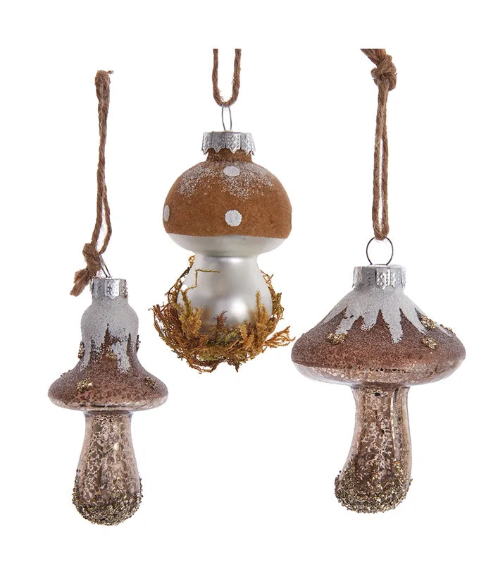 Rustic Glam Mushroom Glass Ornament - (Single) Various Styles