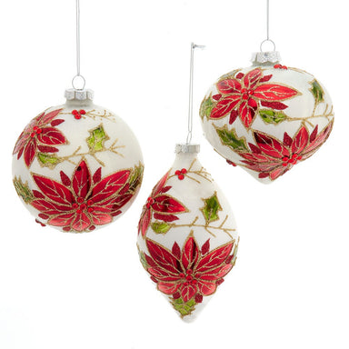 Glass Poinsettia Leaf Ornaments (Single) - Random Style