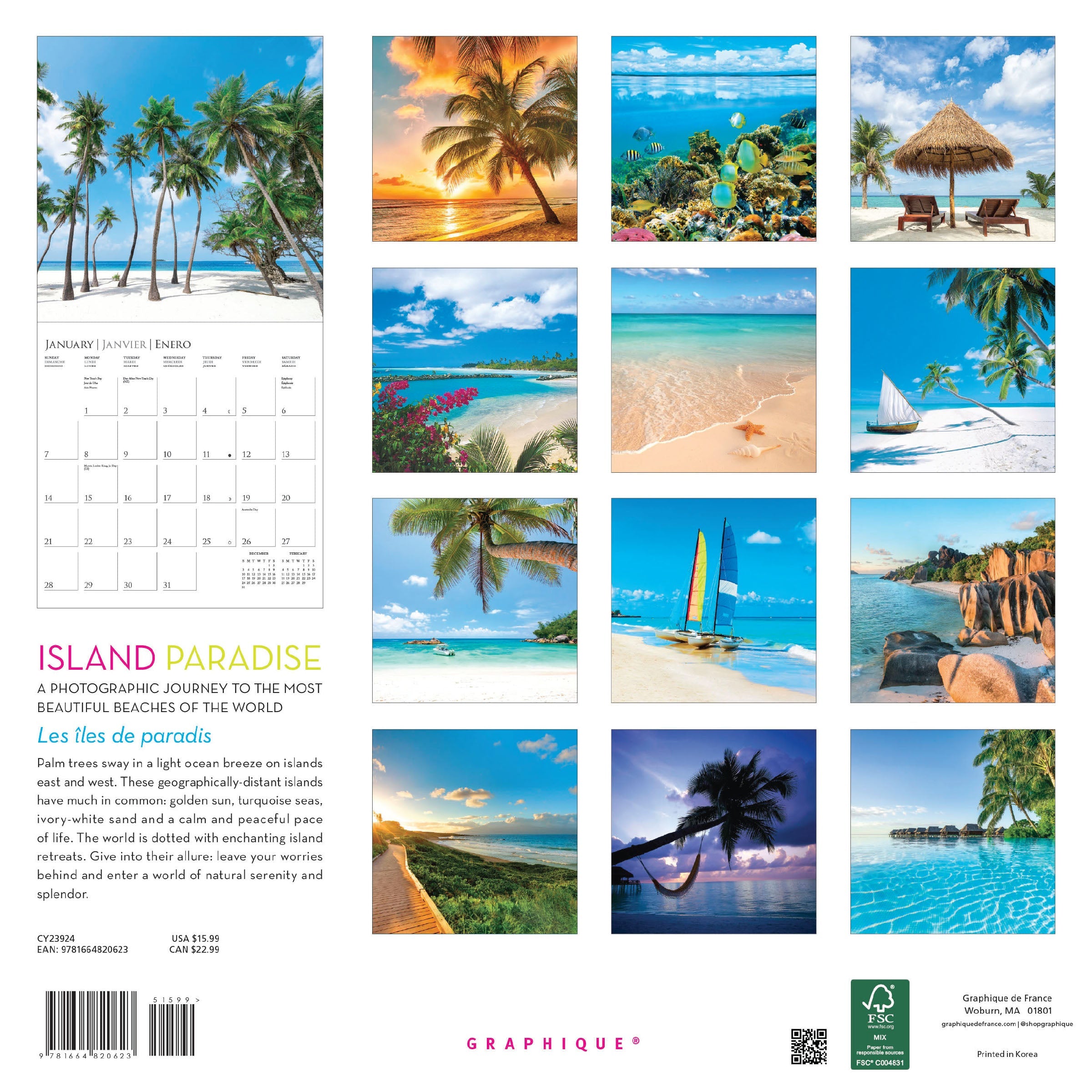 Island Paradise 2024 Wall Calendar    