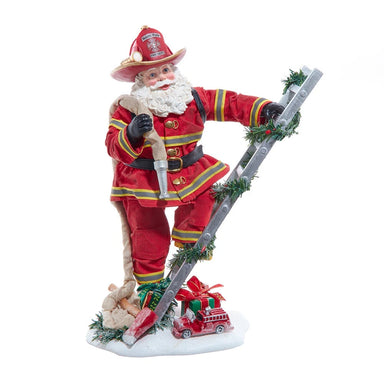 Fabriché 11.5" Fireman Santa On Ladder Figurine